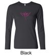Ladies Shirt Breast Cancer Awareness Wings Ribbon Long Sleeve Tee