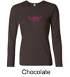 Ladies Shirt Breast Cancer Awareness Wings Ribbon Long Sleeve Tee