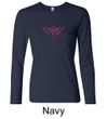 Ladies Shirt Breast Cancer Awareness Wings Ribbon Long Sleeve Tee