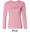 Ladies Shirt Breast Cancer Awareness Wings Ribbon Long Sleeve Tee