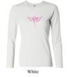 Ladies Shirt Breast Cancer Awareness Wings Ribbon Long Sleeve Tee