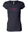 Ladies Shirt Breast Cancer Awareness Wings Ribbon Longer Length Tee