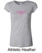 Ladies Shirt Breast Cancer Awareness Wings Ribbon Longer Length Tee