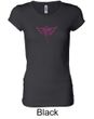 Ladies Shirt Breast Cancer Awareness Wings Ribbon Longer Length Tee