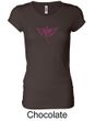 Ladies Shirt Breast Cancer Awareness Wings Ribbon Longer Length Tee