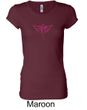 Ladies Shirt Breast Cancer Awareness Wings Ribbon Longer Length Tee