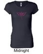 Ladies Shirt Breast Cancer Awareness Wings Ribbon Longer Length Tee