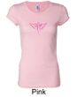 Ladies Shirt Breast Cancer Awareness Wings Ribbon Longer Length Tee