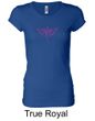 Ladies Shirt Breast Cancer Awareness Wings Ribbon Longer Length Tee