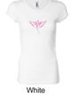 Ladies Shirt Breast Cancer Awareness Wings Ribbon Longer Length Tee