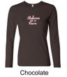 Ladies Shirt Breast Cancer Believe in a Cure Long Sleeve Tee T-Shirt