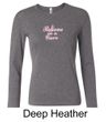 Ladies Shirt Breast Cancer Believe in a Cure Long Sleeve Tee T-Shirt