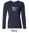 Ladies Shirt Breast Cancer Believe in a Cure Long Sleeve Tee T-Shirt