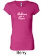 Ladies Shirt Breast Cancer Believe in a Cure Longer Length Tee T-Shirt