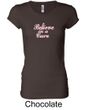 Ladies Shirt Breast Cancer Believe in a Cure Longer Length Tee T-Shirt