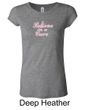 Ladies Shirt Breast Cancer Believe in a Cure Longer Length Tee T-Shirt