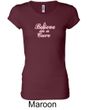Ladies Shirt Breast Cancer Believe in a Cure Longer Length Tee T-Shirt