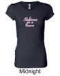 Ladies Shirt Breast Cancer Believe in a Cure Longer Length Tee T-Shirt