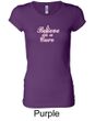 Ladies Shirt Breast Cancer Believe in a Cure Longer Length Tee T-Shirt