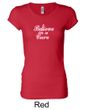 Ladies Shirt Breast Cancer Believe in a Cure Longer Length Tee T-Shirt