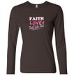 Ladies Shirt Breast Cancer Faith Love Fight Long Sleeve Tee T-Shirt