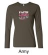 Ladies Shirt Breast Cancer Faith Love Fight Long Sleeve Tee T-Shirt