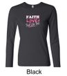 Ladies Shirt Breast Cancer Faith Love Fight Long Sleeve Tee T-Shirt