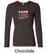 Ladies Shirt Breast Cancer Faith Love Fight Long Sleeve Tee T-Shirt