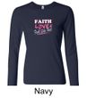 Ladies Shirt Breast Cancer Faith Love Fight Long Sleeve Tee T-Shirt