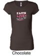 Ladies Shirt Breast Cancer Faith Love Fight Longer Length Tee T-Shirt