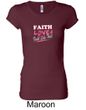Ladies Shirt Breast Cancer Faith Love Fight Longer Length Tee T-Shirt