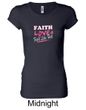 Ladies Shirt Breast Cancer Faith Love Fight Longer Length Tee T-Shirt