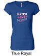 Ladies Shirt Breast Cancer Faith Love Fight Longer Length Tee T-Shirt