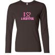 Ladies Shirt Breast Cancer I Heart a Survivor Long Sleeve Tee T-Shirt