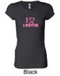 Ladies Shirt Breast Cancer I Heart a Survivor Longer Length Tee