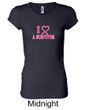 Ladies Shirt Breast Cancer I Heart a Survivor Longer Length Tee