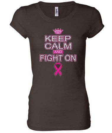 Ladies Shirt Breast Cancer Keep Calm Longer Length Tee T-Shirt