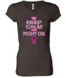 Ladies Shirt Breast Cancer Keep Calm Longer Length Tee T-Shirt
