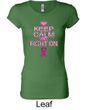 Ladies Shirt Breast Cancer Keep Calm Longer Length Tee T-Shirt