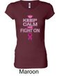 Ladies Shirt Breast Cancer Keep Calm Longer Length Tee T-Shirt
