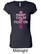 Ladies Shirt Breast Cancer Keep Calm Longer Length Tee T-Shirt