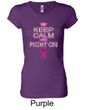 Ladies Shirt Breast Cancer Keep Calm Longer Length Tee T-Shirt