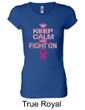 Ladies Shirt Breast Cancer Keep Calm Longer Length Tee T-Shirt