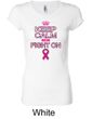 Ladies Shirt Breast Cancer Keep Calm Longer Length Tee T-Shirt