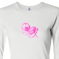 Ladies Shirt Breast Cancer Peace Love Hope Long Sleeve Tee T-Shirt Ladies Shirt Breast Cancer Peace Love Hope Long Sleeve Tee T-Shirt