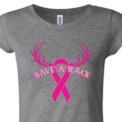 Ladies Shirt Breast Cancer Save a Rack Longer Length Tee T-Shirt
