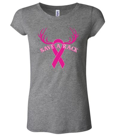 Ladies Shirt Breast Cancer Save a Rack Longer Length Tee T-Shirt