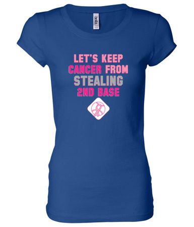 Ladies Shirt Breast Cancer Second 2nd Base Longer Length Tee T-Shirt
