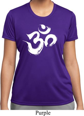 Ladies Shirt Brushstroke Aum Moisture Wicking Tee T-Shirt