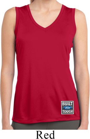 Ladies Shirt Built Ford Bottom Print Sleeveless Moisture Wicking Tee